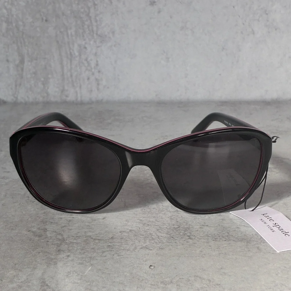Kate Spade Goldie Polarized Sunglasses Black Pink Trim 807WJ 56mm NWT
